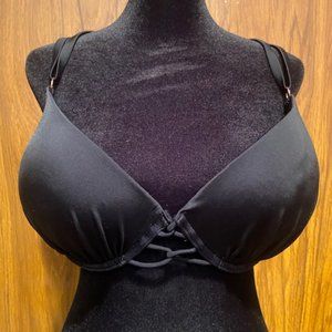 Shade & Shore Black Strappy Underwire Bikini Top 36DD 38D
